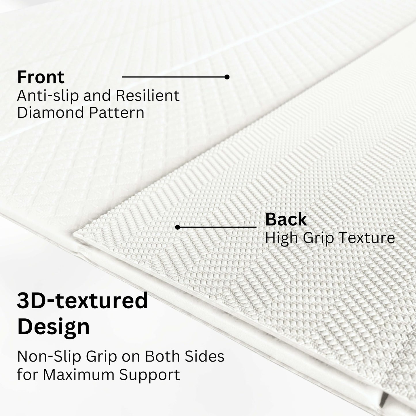 Feetlu Foldable Yoga Exercise Mat, 6mm/8mm/10mm/12mm Thickness, 72 x 24 Inch - Lightweight, Anti-Slip, and Easy to Store for Yoga, Pilates, Home Workouts, and Floor Exercises (White 6mm)
