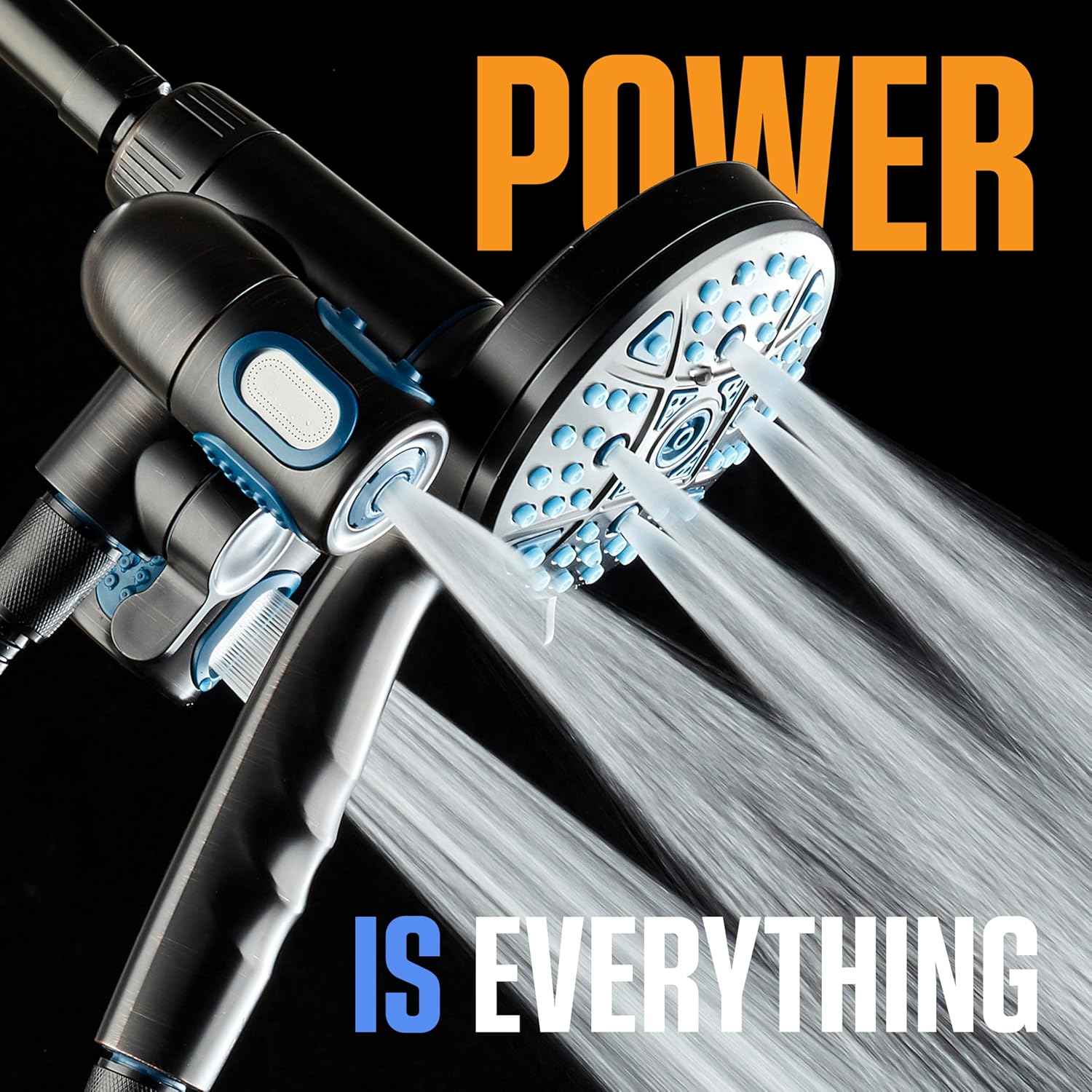 Polaris High Pressure Shower Head & Handheld Combo - 208 Settings, Magnetic Dock, Chrome Finish