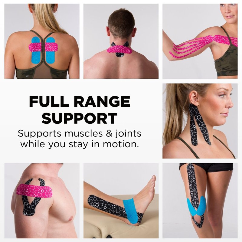 THERABAND Kinesiology Tape, Waterproof Physio Tape for Muscle & Joint Support, Standard Roll with XactStretch Application Indicators, 2" X 10" Strips, 20 Precut Strips, Beige/Beige