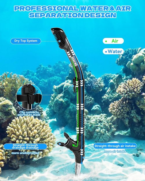 Aegend Dry Snorkel for Adults & Youth - Top Dry Valve Snorkeling Gear for Swimming & Freediving