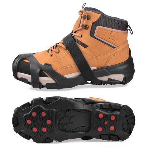 Ice Cleats for Shoes and Boots Tungsten Crampons Anti Slip Shoes Grippers with Reflective Heel,Ice Snow Walk Traction Cleats Overshoe Stretch Footwear for Men Women (Medium(5-7 Men/6.5-8.5 Women))