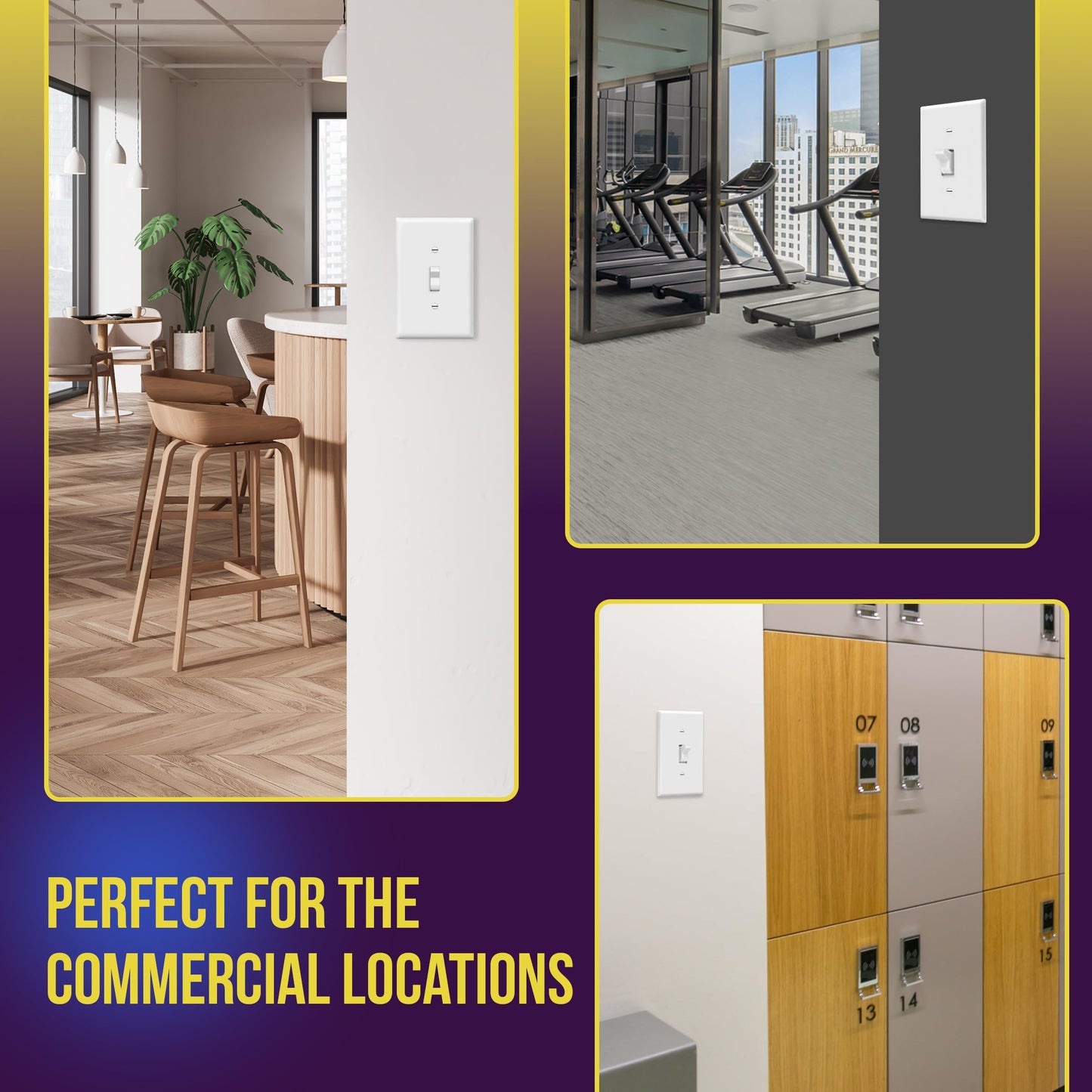 ENERLITES Mid-Size Toggle Light Switch Wall Plate Covers, Gloss Finish, Single Gang 4.88" x 3.11", Unbreakable Polycarbonate Thermoplastic, UL Listed, 8811M-W-5PCS, White, 5 Pack