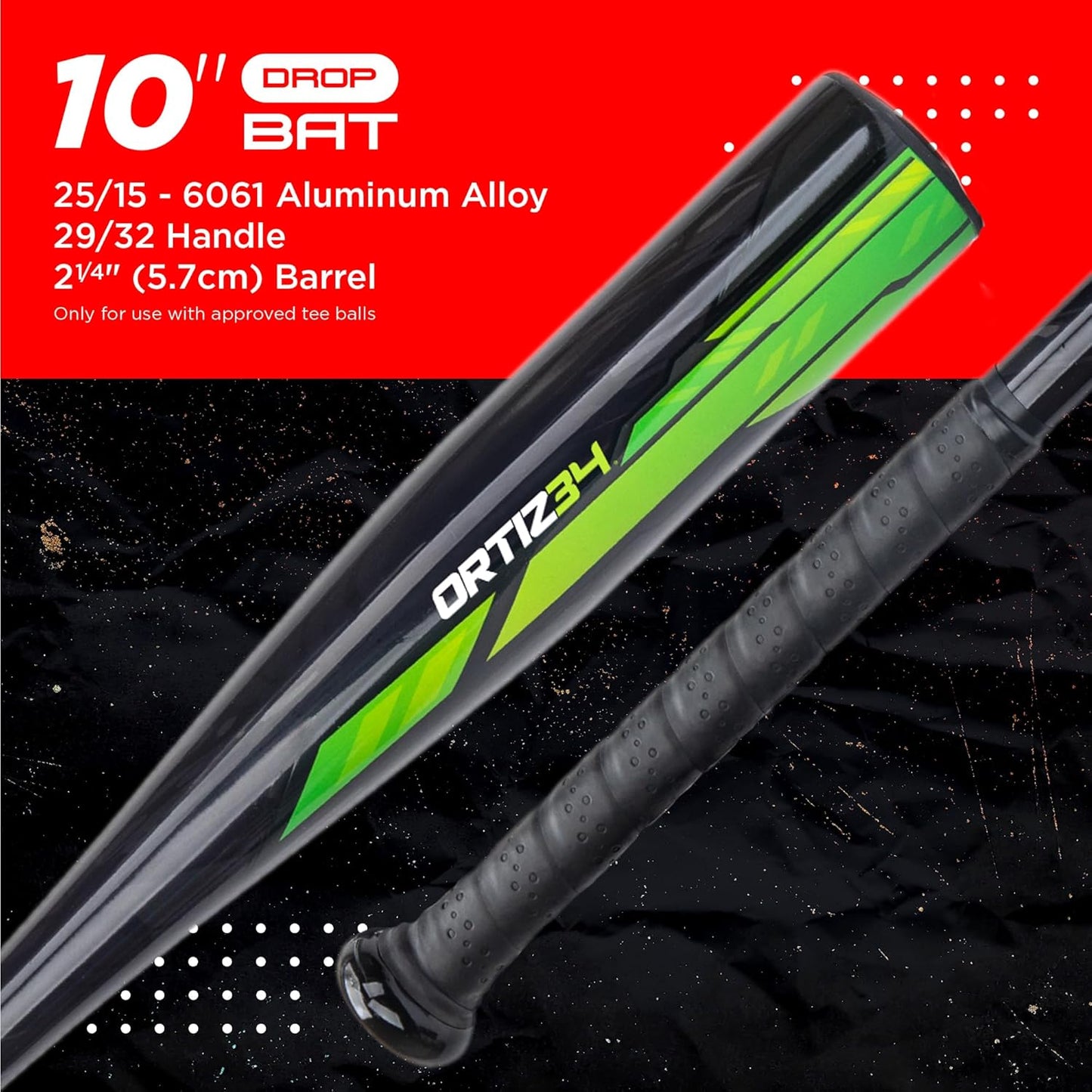 Ortiz34 Youth T-Ball Set - 25” Aluminum Bat with -10 Drop & Foam Core Ball | 9” Lightweight Glove in Vibrant Graffiti Print