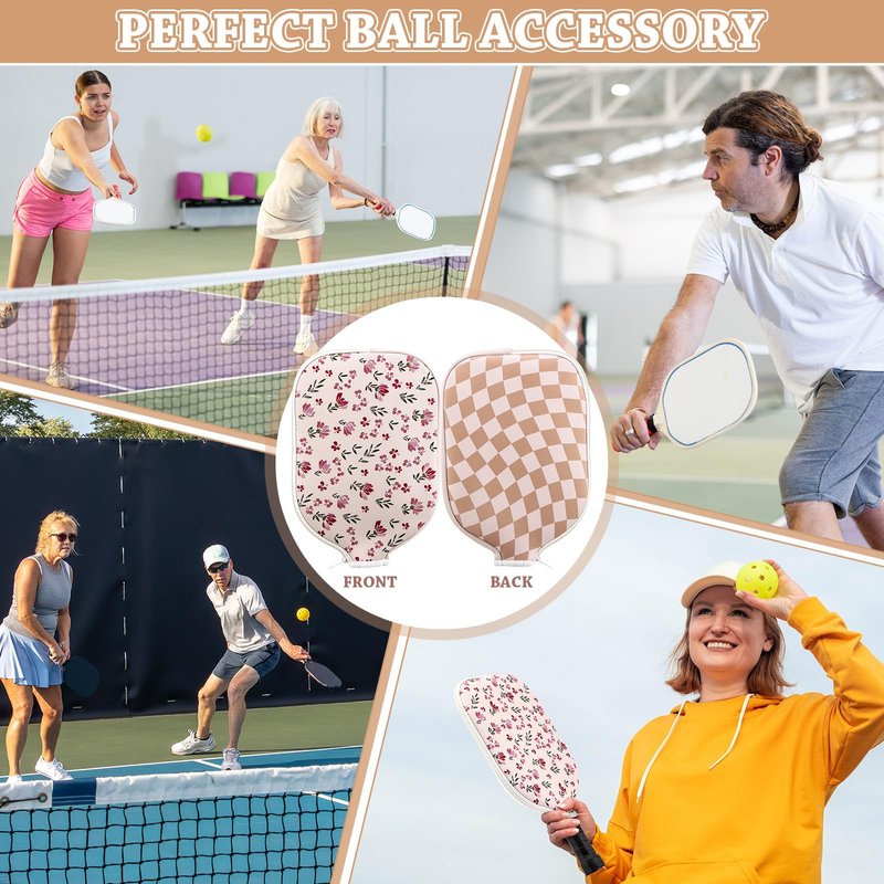 VioraWhite 2 Pcs Paddle Cover Compatible with Pickleball Paddle Cover Neoprene Racket Sleeve with Zipper, 11.81 x 8.66 Inches Compatible with Pickleball Protection Covers for Men Women(Wildflowers)