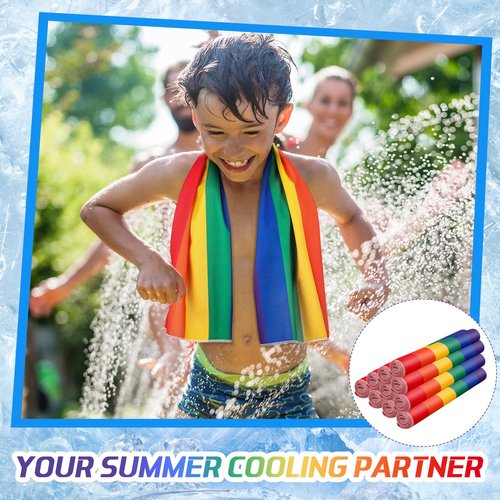 Coume 20 Pcs Rainbow Cooling Towel Bulk for Neck and Face 40 x 12 Inch Double Layer Microfiber Soft Breathable Sports Towels for Gay Lagbt Pride Month Decor, Moisture Wicking Cold