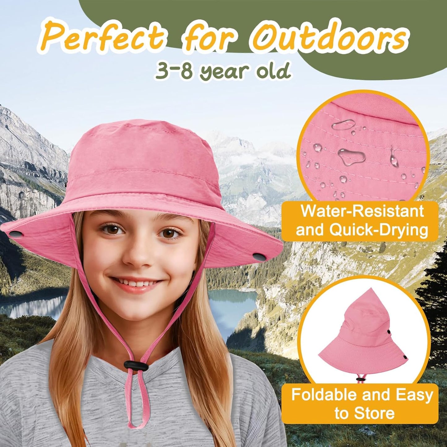 Skiennix Outdoor Kids Sun Hat - UPF 50+ Quick Dry Adjustable Bucket Hat for Fishing & Safari