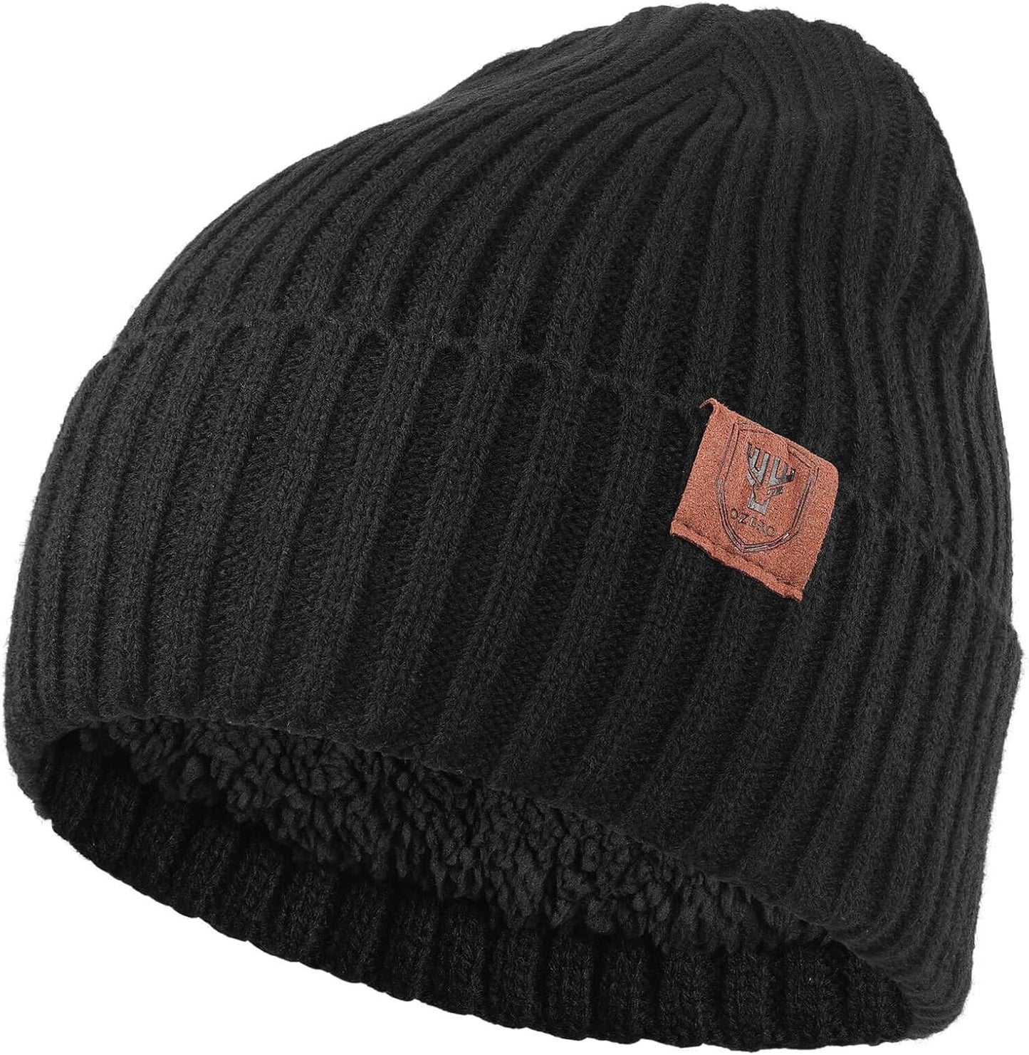 OZERO Knit Beanie - Thermal Thick Polar Fleece Winter Hat for Men & Women | Snow Skull Cap