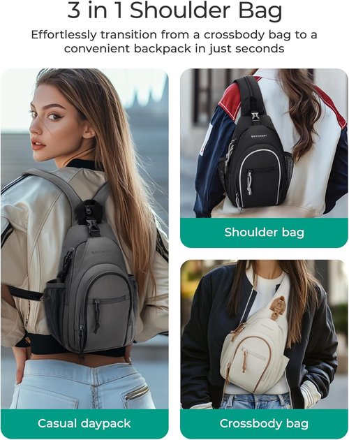 BAGSMART Small Crossbody Sling Bag - Anti-Theft Shoulder Backpack for Men & Women | Compact Design