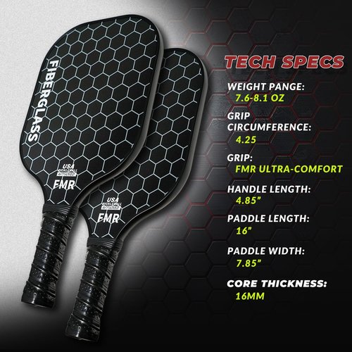 Feel my rhythm Pickleball Paddles Set of 2 with 4 Balls - USAPA Approved Fiberglass Surface, Lightweight, Non-Slip Grip - Premium Paddle Set for All Skill Levels Indoor & Outdoor (Black)