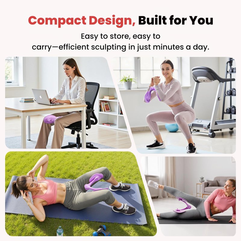 Hikamora Thigh Trainer, Pelvic Floor Exercise Devices for Women, Exerciser, Inner Thigh Exerciser, Workout Equipment for Pelvic Floor Muscle Repair, Thigh Workout Equipment for Home (Purple)