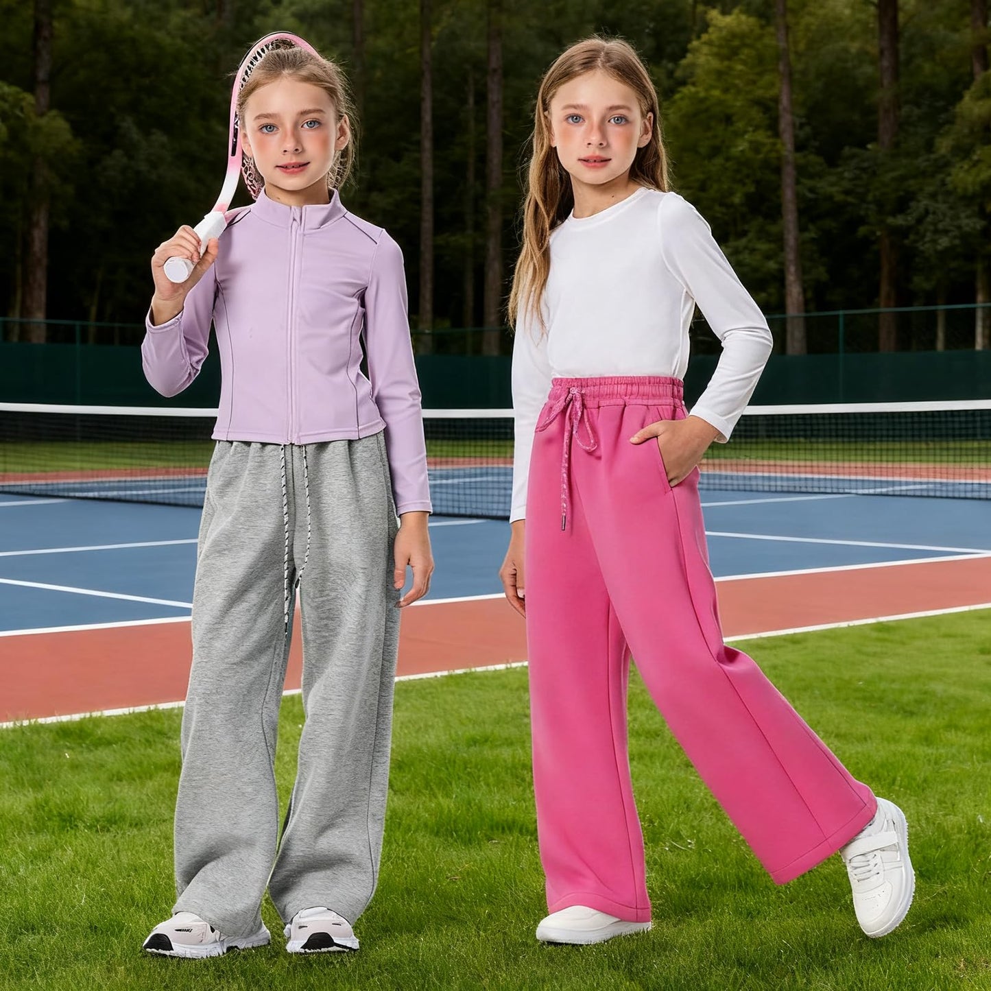 Hvididan Girls Sweatpants Grey Pants Size 10-12 Straight Leg Drawsting Light Grey Sweatpants for Teen Girls Athletic Trackpants Workout Jogger Pants, Gray