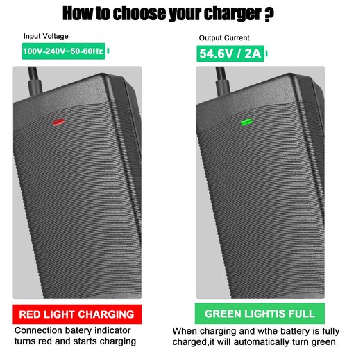 54.6V 2A Fast Charger with 5-in-1 Plugs Universal for 48V 13S Lithium Batteries | Replacement for Jetson, Razor, Voyage, Ninebot, Gotrax, Segway, Hiboy & More