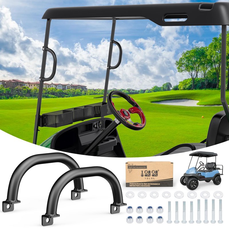 10L0L Universal Golf Cart Grab Handle Roof Struts Handle Universal Compatible with EZGO/Club Car/Yamaha Square Tube Vehicles, Easy Installation, Set of 2