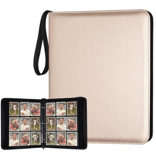 GERMUN Premium Zip Trading Card Binder - 9 Pocket Collector Album for MTG, TCG & Sports Cards | Luxury Gold