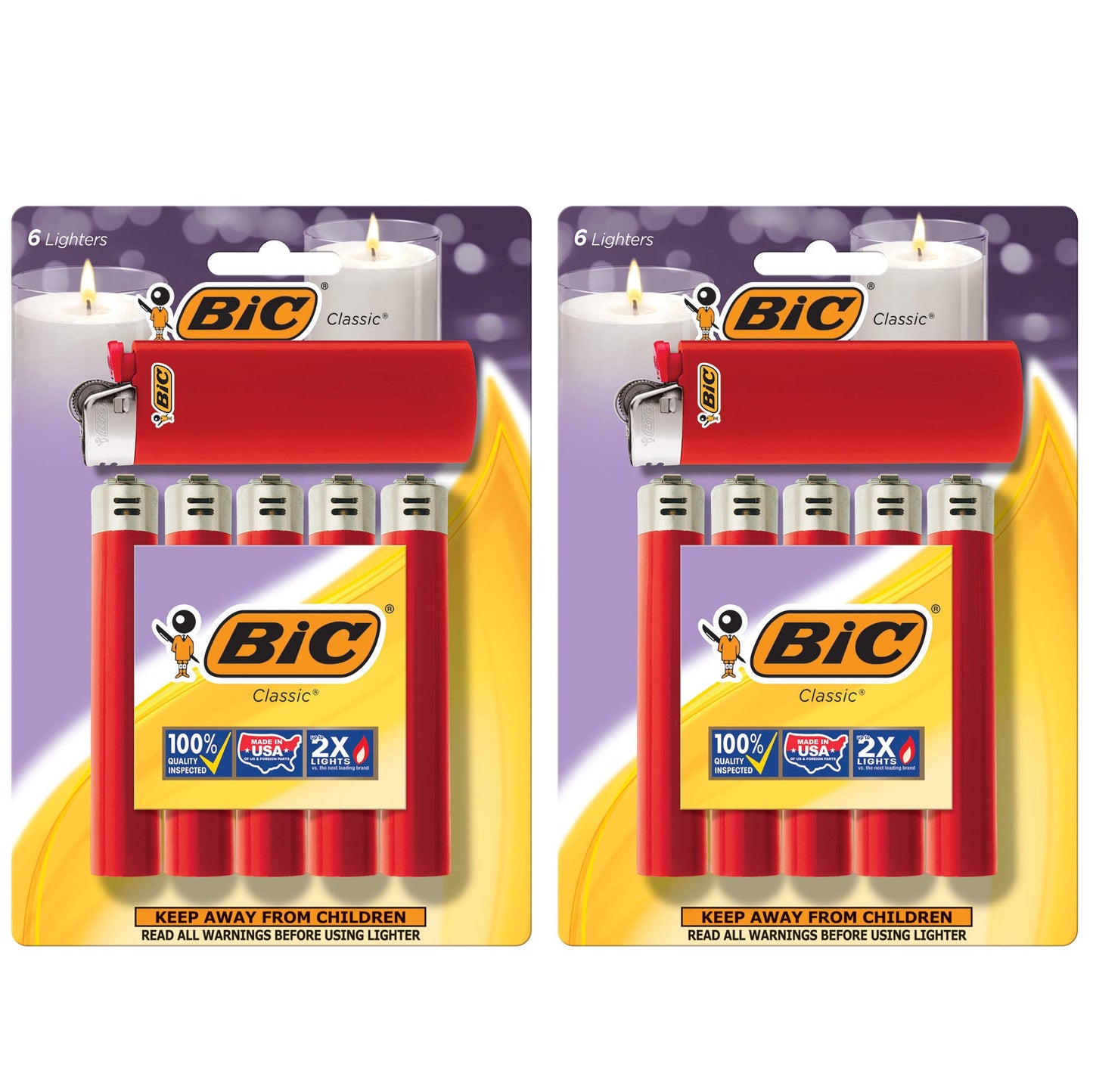 BIC Classic Maxi Pocket Lighter, Red, 12-Pack (Packaging May Vary)