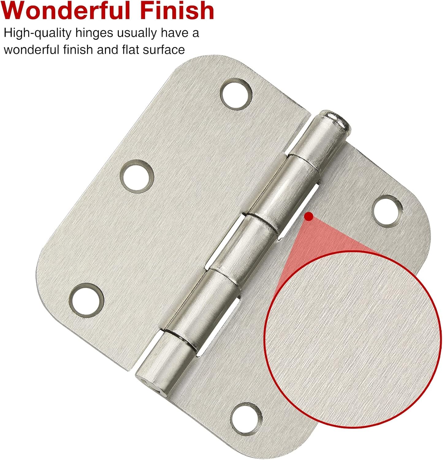 Cando 18-Pack Satin Nickel Door Hinges - Heavy Duty 3.5 Inch x 1/2" Rounded Radius for Interior Doors