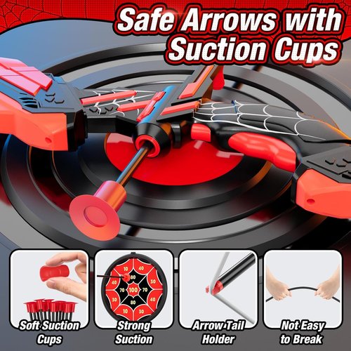 HYES Kids Bow and Arrow Set - LED Light-Up Archery with 12 Suction Cup Arrows & Targets | Indoor/Outdoor Fun for Ages 4-12