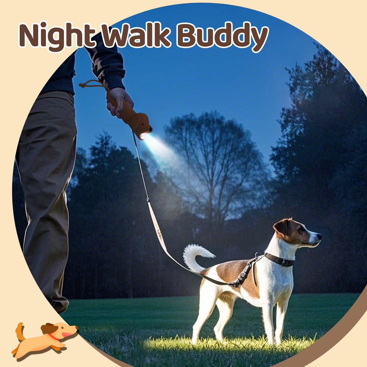 Ammonite Cute Dog Dimmable Silicone Flashlight, Portable Animal Flashlights with Hanging Strap, Compact Rechargeable Camping Light for Hiking Emergencies and Outdoor Use