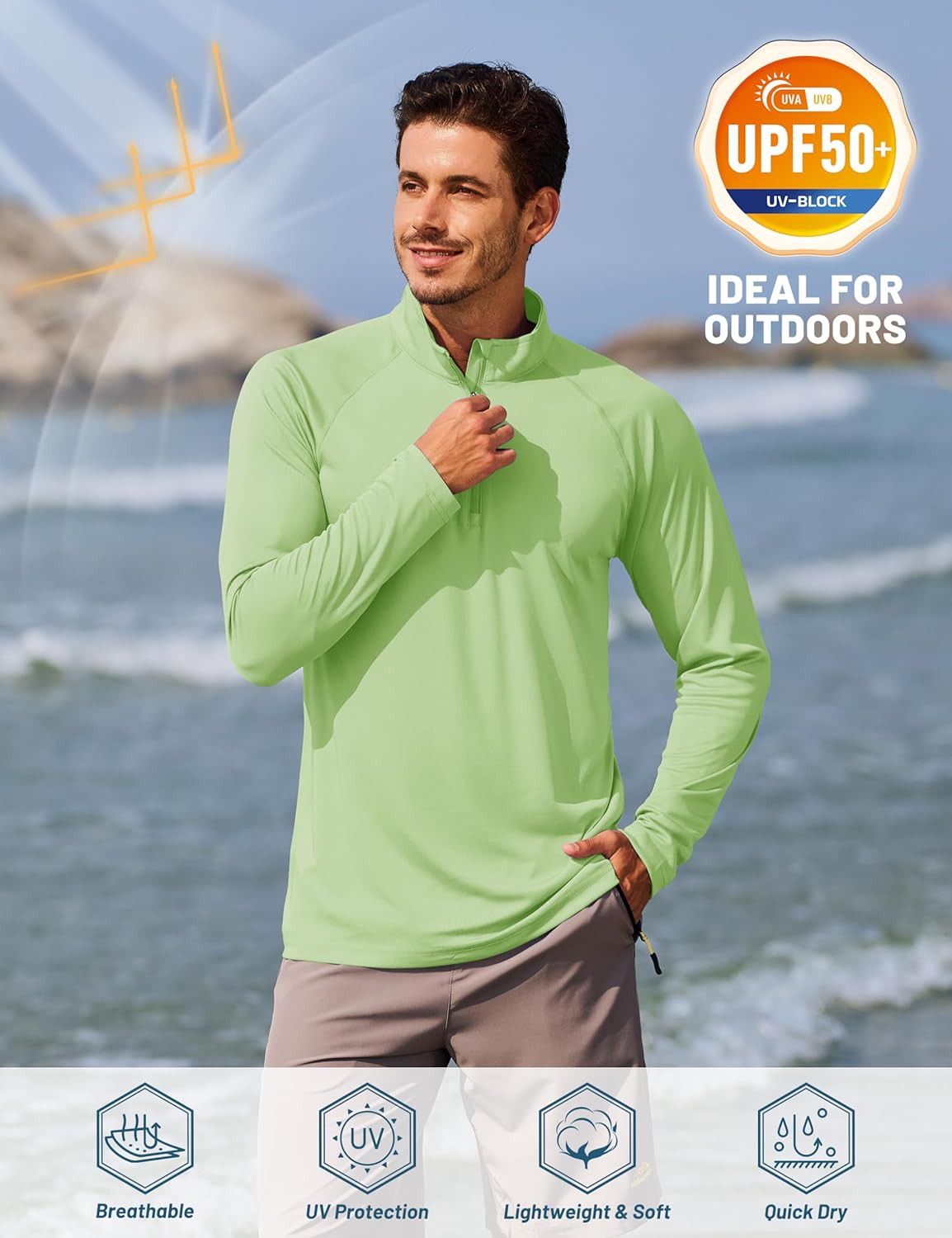 TACVASEN Men's Athletic Long Sleeve Shirt - UPF 50+ Sun Protection | 1/4 Zip Pullover for Outdoor Running