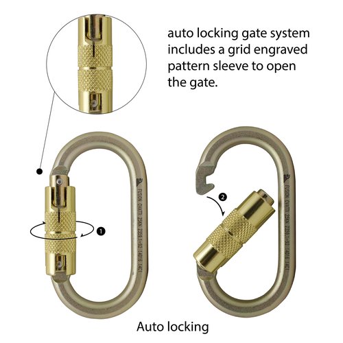 Auto Locking Carabiner 25KN (5-Pack)- Fusion Climb® Ovatti- Professional Rock Climbing Carabiner- Heavy Duty Steel- Auto Locking Carabiner for Climbing, Rappelling, D Shaped- UIAA ANSI Compliant