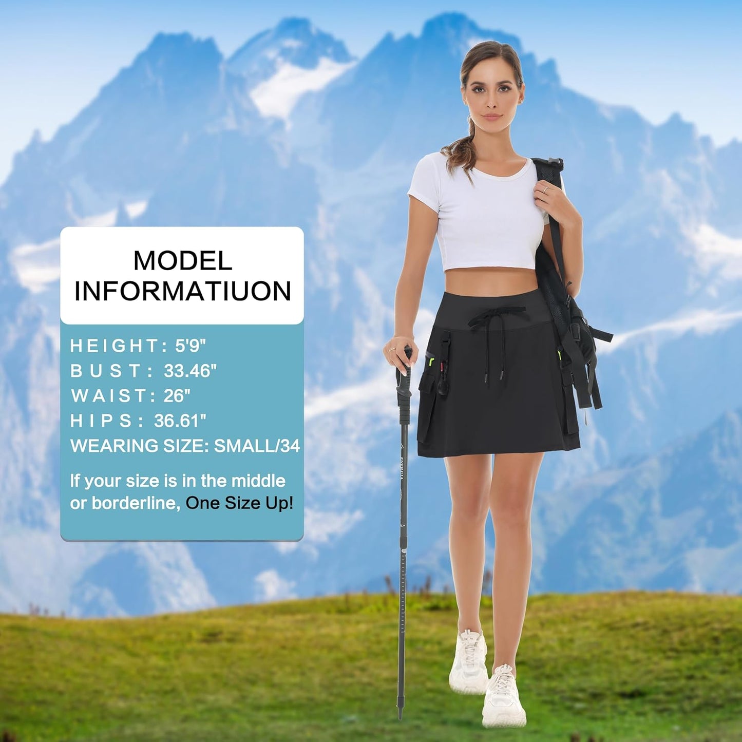 MIVEI Skorts for Women - High Waisted Quick-Dry Hiking Cargo Skorts with Zipper Pockets
