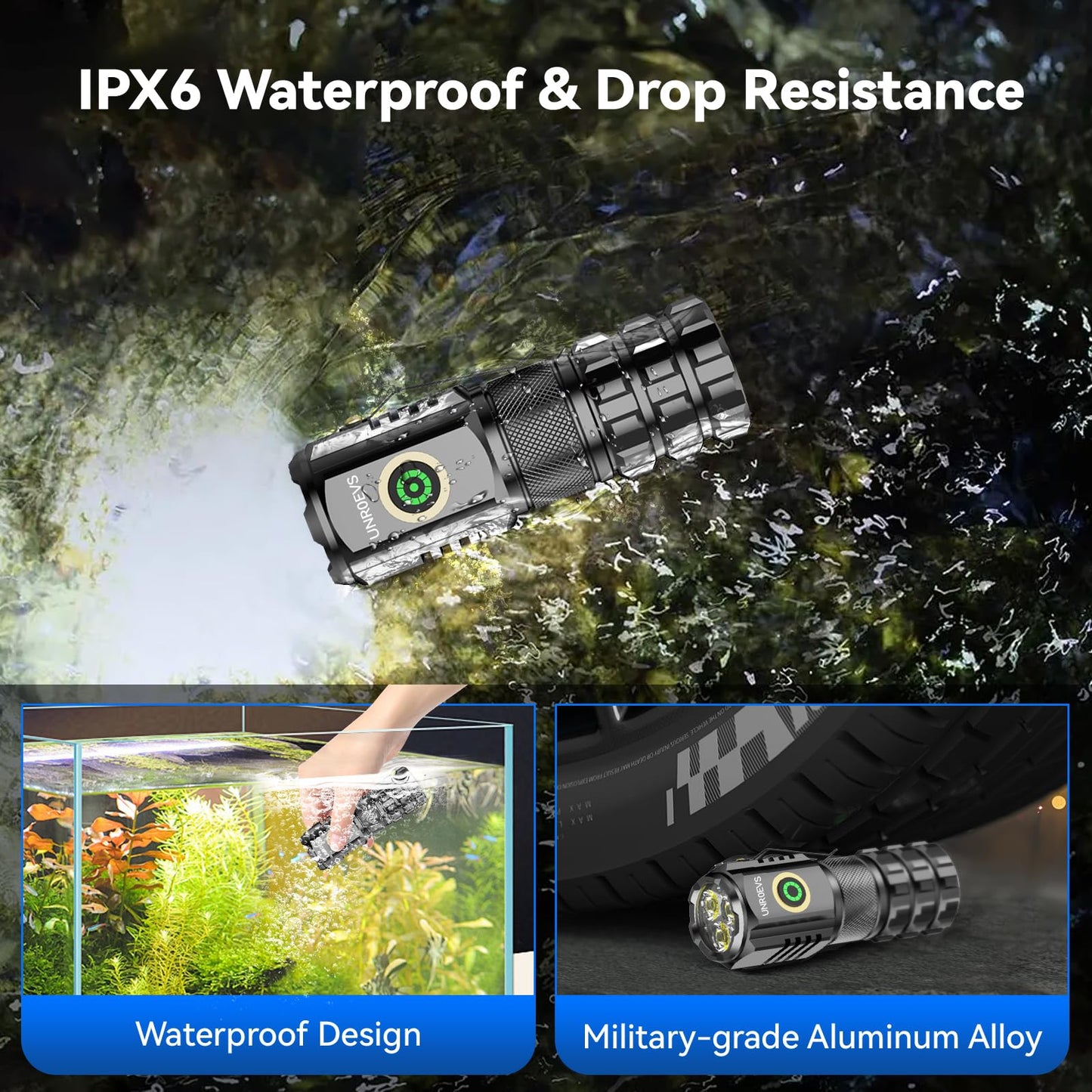 UNROEVS XC06 Mini Flashlight Rechargeable,Pocket Flashlight with Magnet,Super Bright Small Compact Flashlight,5 Modes EDC Flashlight for Camping,Emergency. (1, Black)