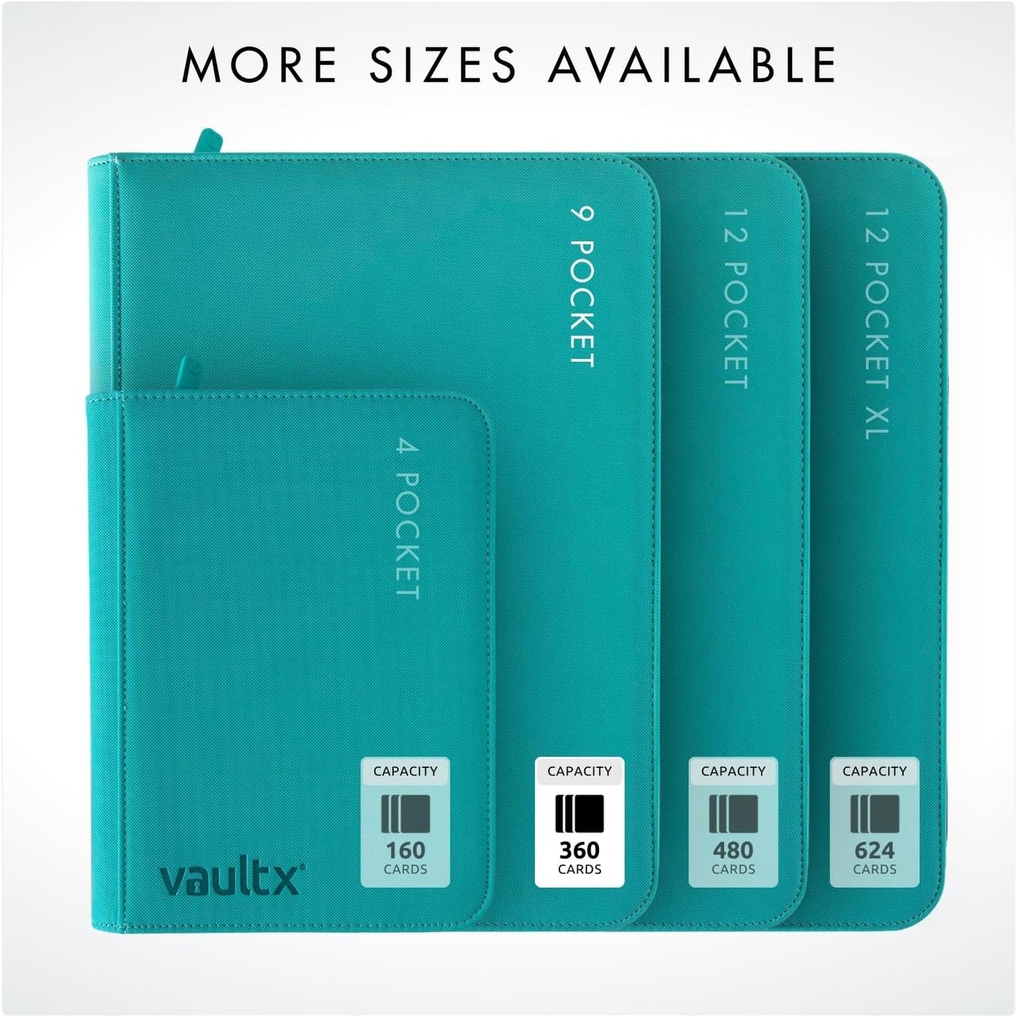 Vault X 9 Pocket Trading Card Zip Binder - Premium Exo-Tec Material, Holds 360 Cards | Teal Color