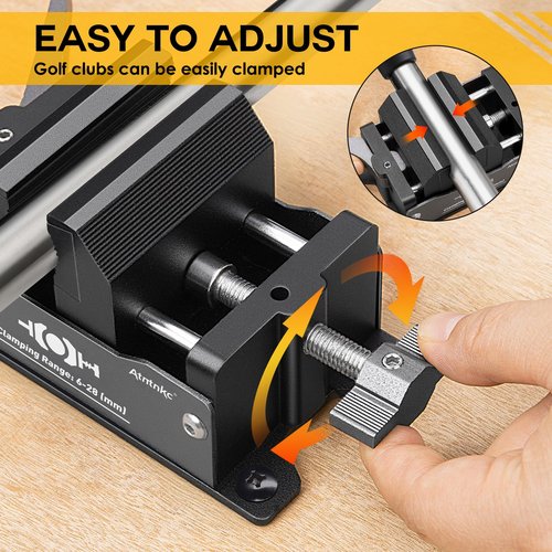 Golf Club Regripping Pro Kit, Quick Release Golf Grip Removal Tool Aluminum Vise Clamp Beginner-Friendly Home Vise with Golf Grip Replacement Tape, Hook Knife (No Solvent)