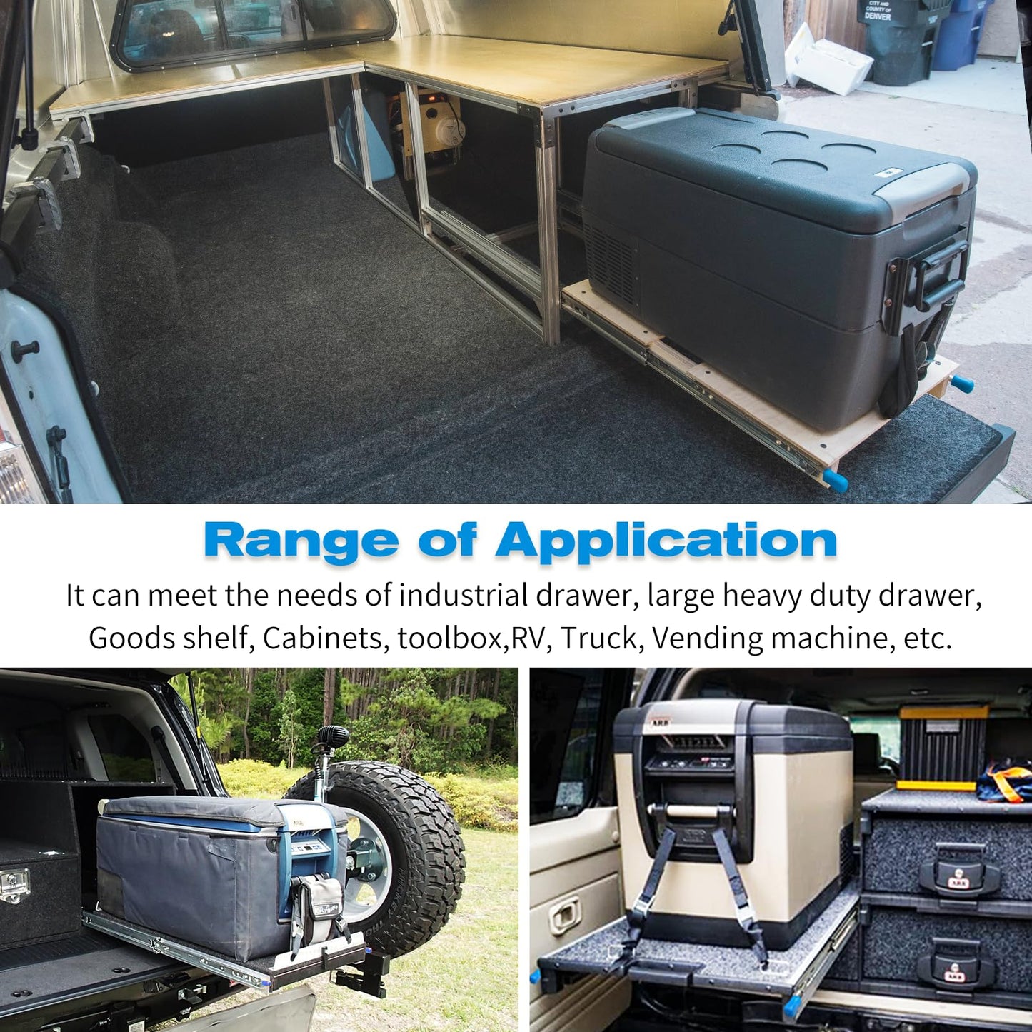 YENUO Heavy Duty Locking Drawer Slides Full Extension Runners with Lock 12 14 16 18 20 22 24 26 28 30 32 34 36 38 40 Inch Side Mount Ball Bearing Rails Track Glides 205 Lbs 1 Pair(W:53mm, 30 Inch)