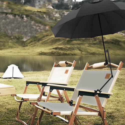 HOBVO UPF 50+ Golf Umbrella with Adjustable Universal Clamp Portable Umbrellas for Rain, Manual Open & Close, for Beach Chair, Golf Cart, Stroller, Bleacher, Patio(Black, 43.3")