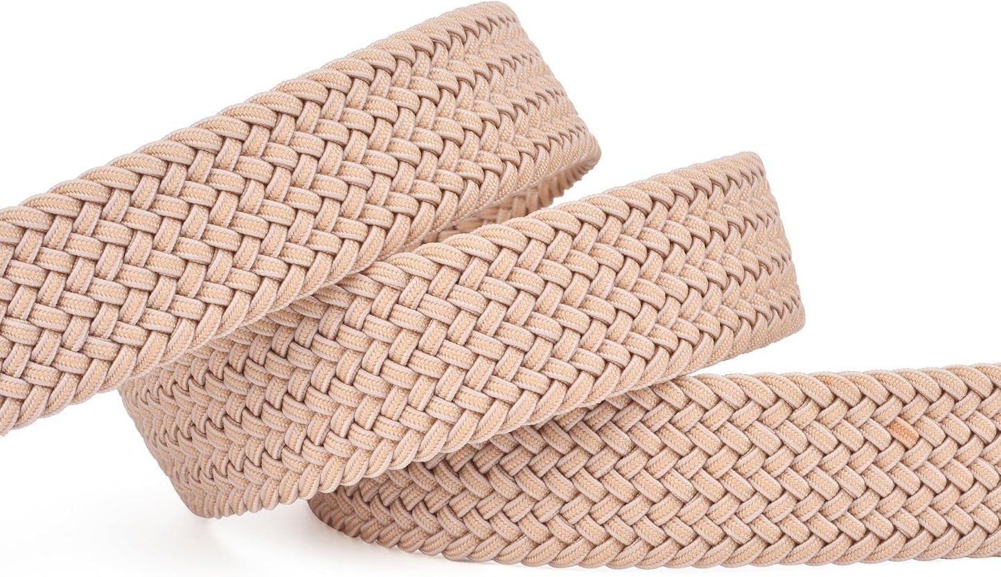 Skiennix Men's Stretch Woven Elastic Braided Belt - 1.3" Wide, Comfortable Fit