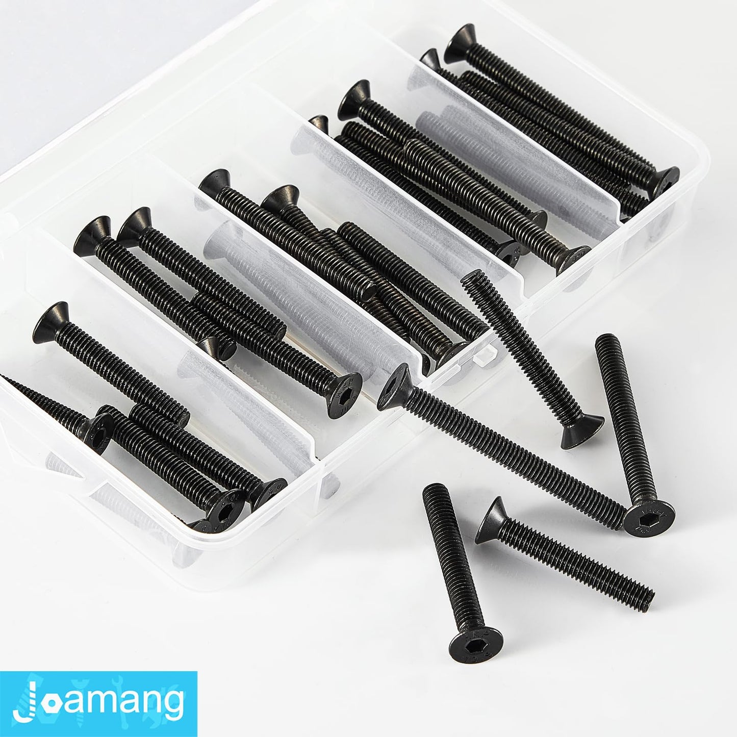 Joamang M6 x 40mm 45mm 50mm 55mm 60mm Flat Head Hex Socket Cap Screws Countersunk Bolts, 10.9 Grade Alloy Steel, Black Oxide Finish, Metric Allen Drive, Fully Threaded, Assortment Kit 30Pcs