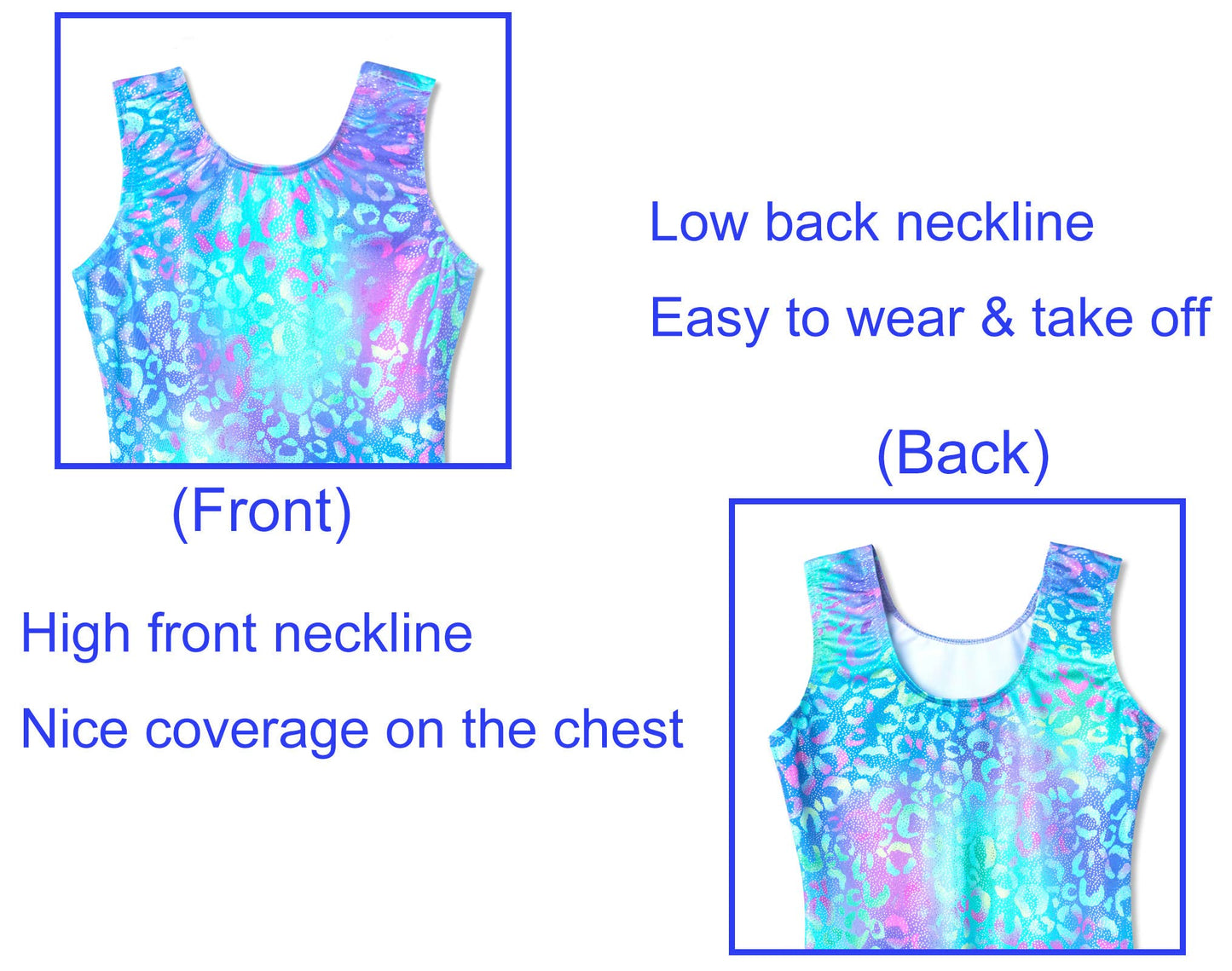 Domusgo Toddler Girls Leotards Gymnastics Size 2t 3t Shiny Colorful Green Purple Leopard Sleeveless Unitard with Shorts