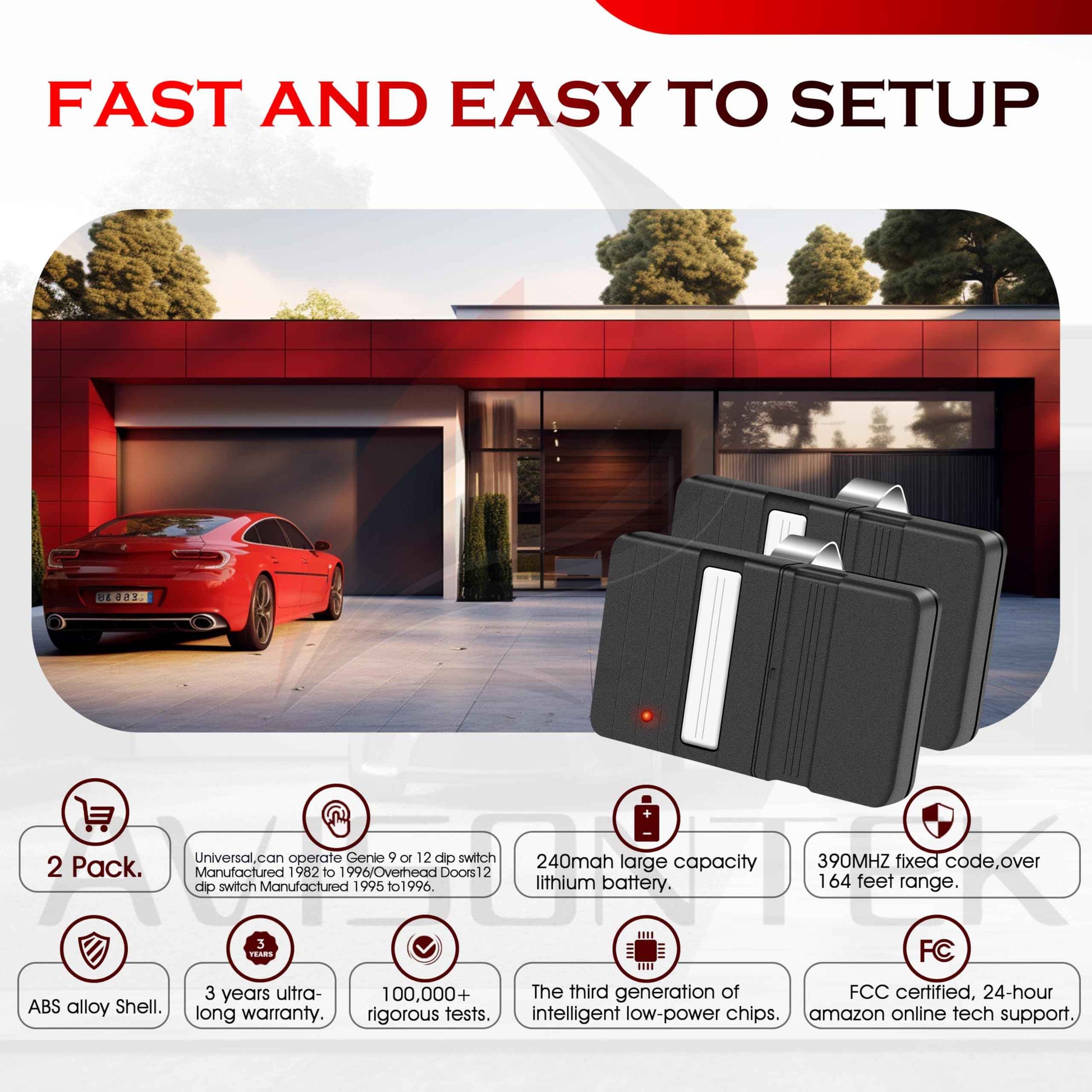 2 for GT90-1 GT912 MAT90 Genie Garage Door Opener Remote 9/12 Dip Switch, 1982 to 1996 Models, 3-Year-Warranty