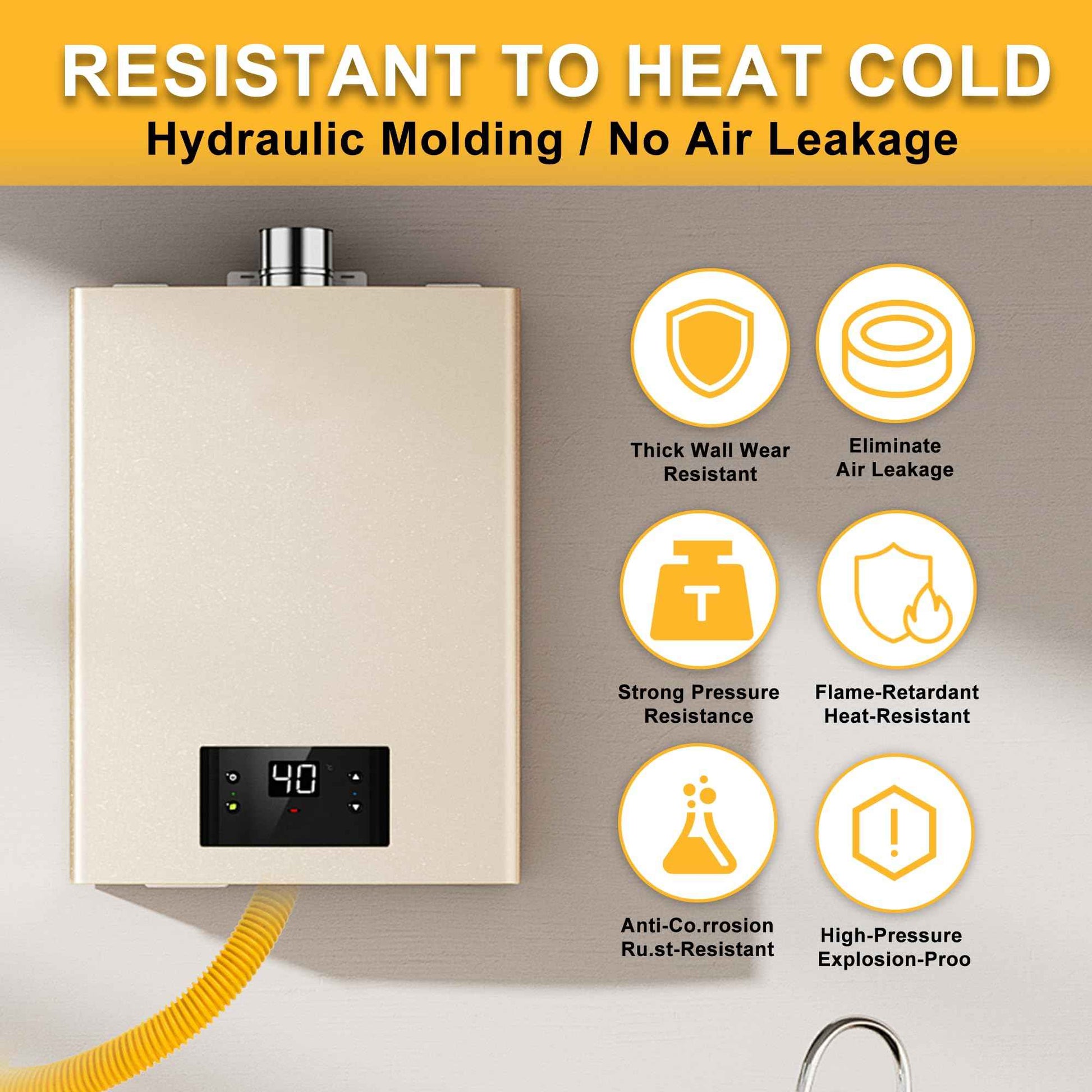 48" Flexible Gas Line Hose - Compatible with Dryer, Stove, Range & Water Heater | Stainless Steel Gas Range Connector Kit | 5/8" OD Line(1/2" ID) with 1/2" FIP & 1/2" MIP Fittings by TOMOON