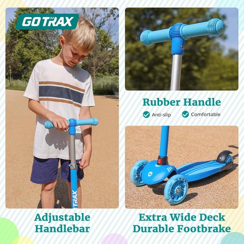 Gotrax KS1 Kids Kick Scooter - LED Lighted Wheels, Adjustable Height, Anti-Slip Deck | For Ages 2-8, Up to 110 Lbs