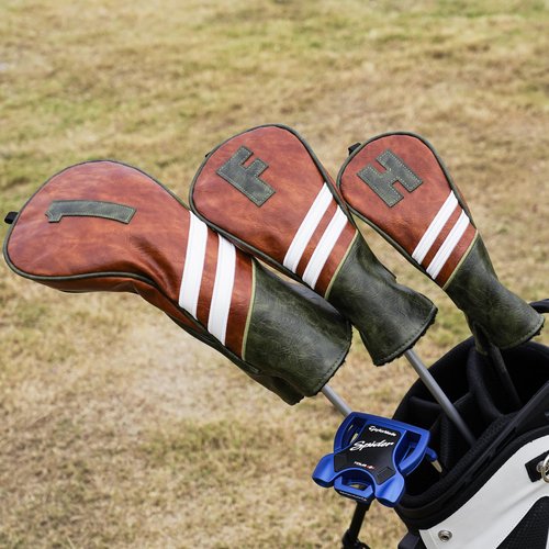Craftsman Golf Club Driver Head Cover Classic Brown Driver Headcover Golf Club Headcovers Fits Up to 460CC Club Heads 3 Pieces Premuim PU Leather
