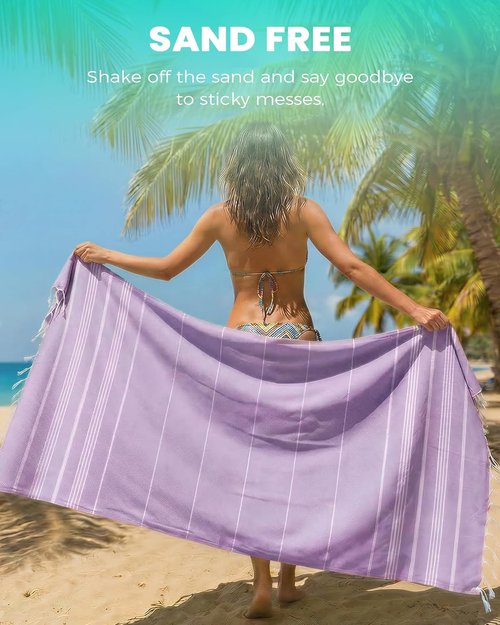 Antfuny Turkish Beach Towels - 6 Pack Yoga Blankets for Gym & Outdoor Use | Perfect Gift for Dad, Husband, or Brother - Purple