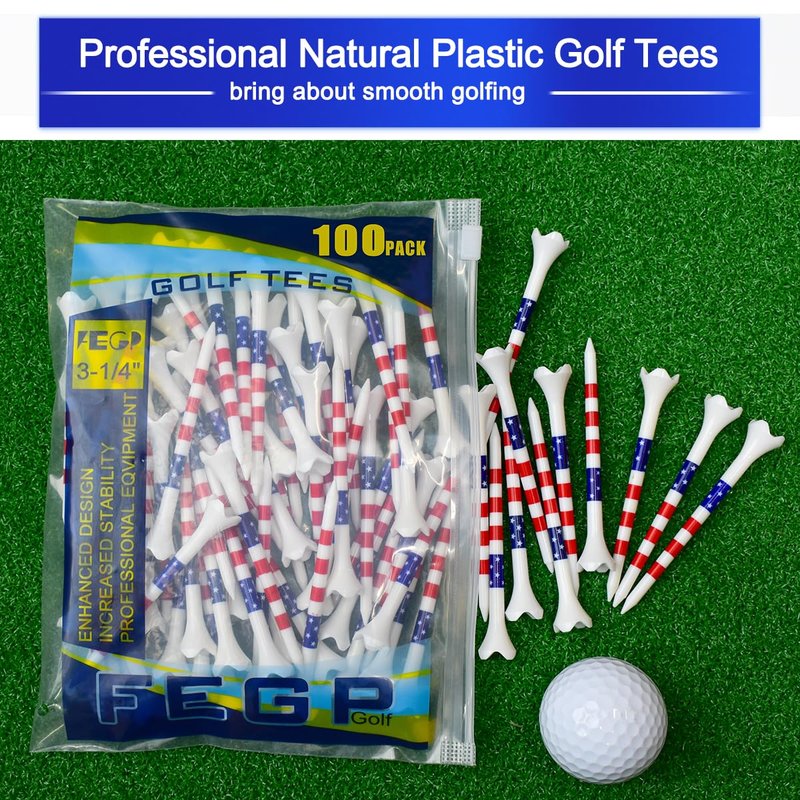 Golf Tees Professional Plastic Golf Tees 3-1/4" - 100 Pack, 4-Prong Golf Tees Plastic, Minimize Friction and Side Spin,Enhanced Durability & Stability, Unbreakable Long Plastic Tees