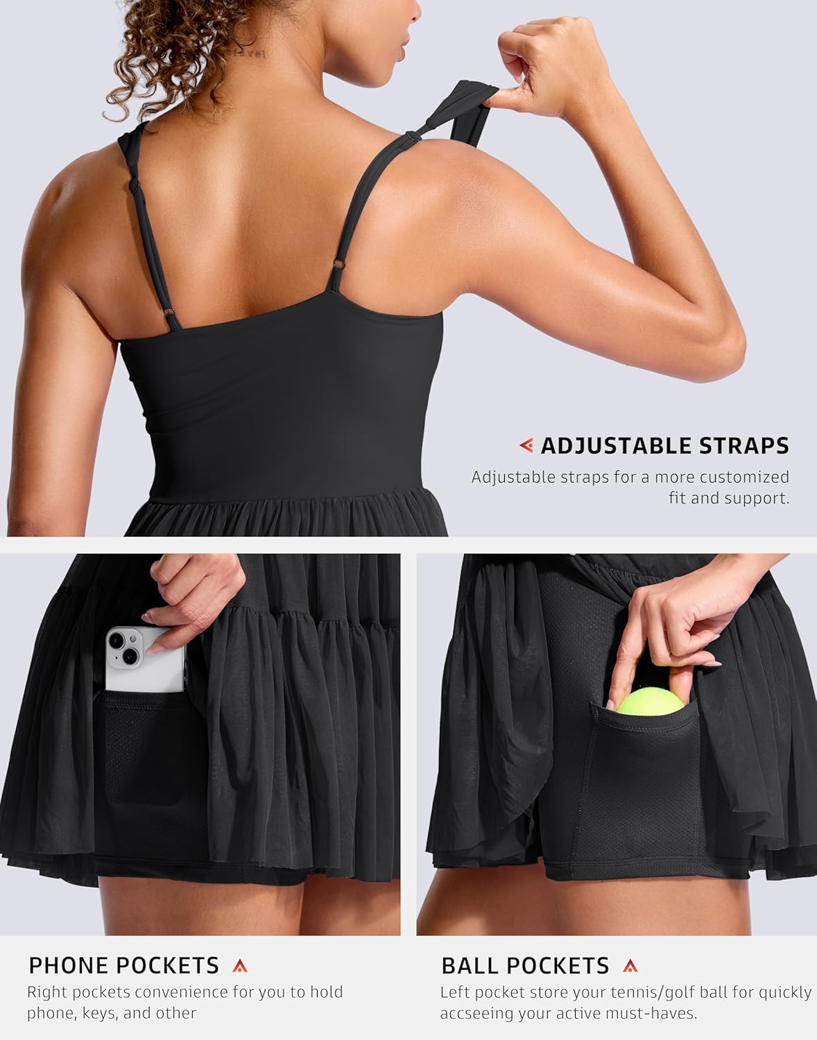 Soothfeel Tennis Dress for Women - Athletic Dress with Built-In Shorts & Pockets | Flowy Summer Style