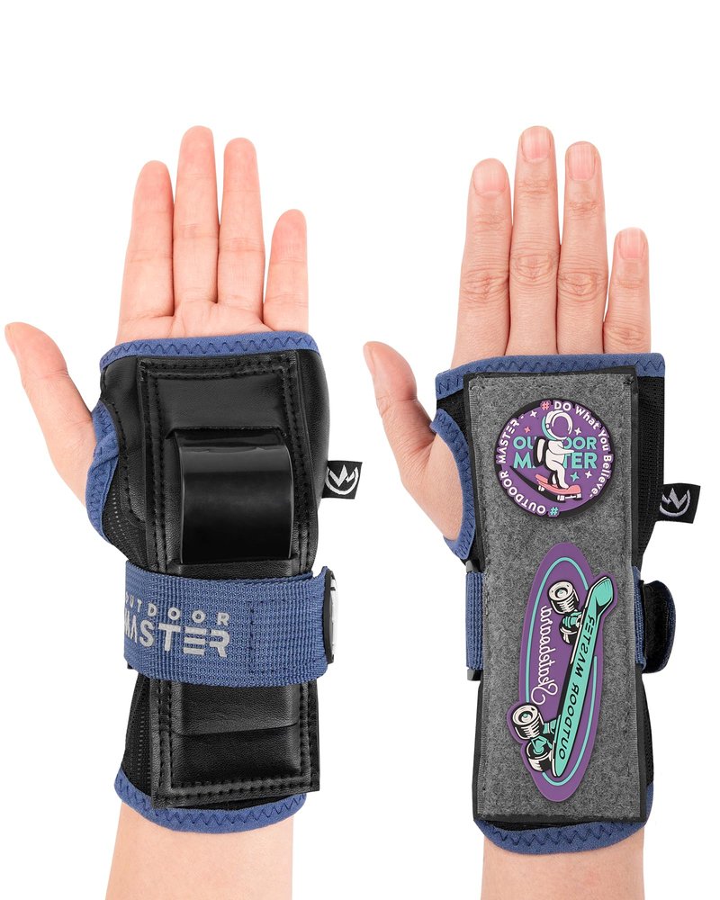 OutdoorMaster Wrist Guards for Snowboarding, Skating, Skateboarding, Impact Resistant Wrist Brace with Splints and Adjustable Strap, Wristsaver Wrist Support Protective Gear for Adults/Youth (1 Pair)