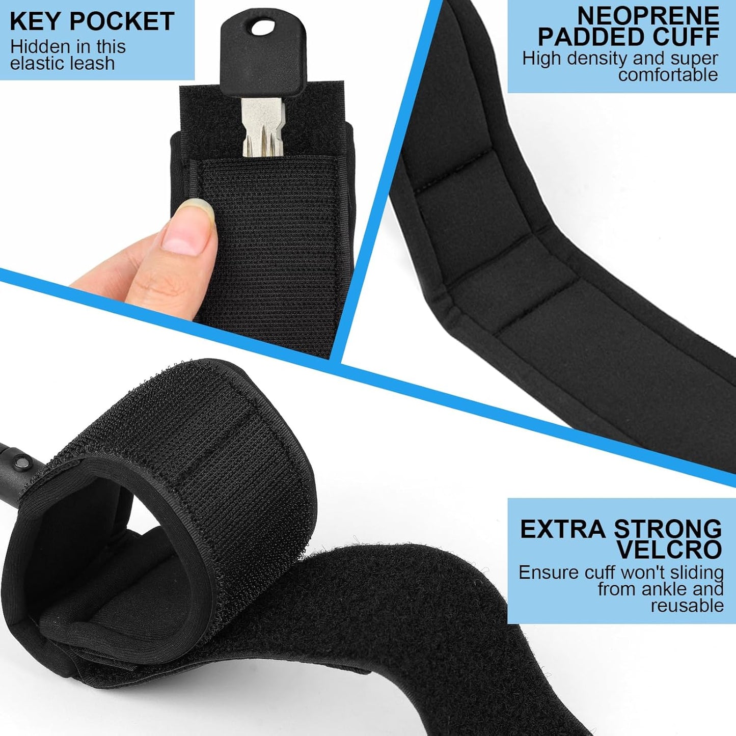 Skiennix Surf Board Leash - Durable 5.5mm/7.0mm Thick Urethane Coiled Design | 10 ft for Paddleboards & Kayaks