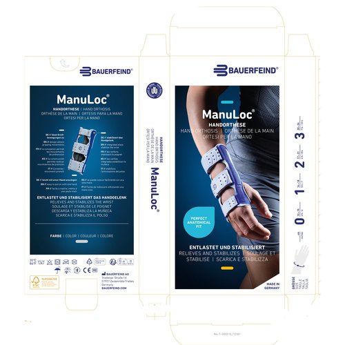 Bauerfeind ManuLoc Wrist Support - Wrist Orthosis Brace for Carpal Tunnel, Wrist Sugery, Arthritis & Injuries (Size 1)