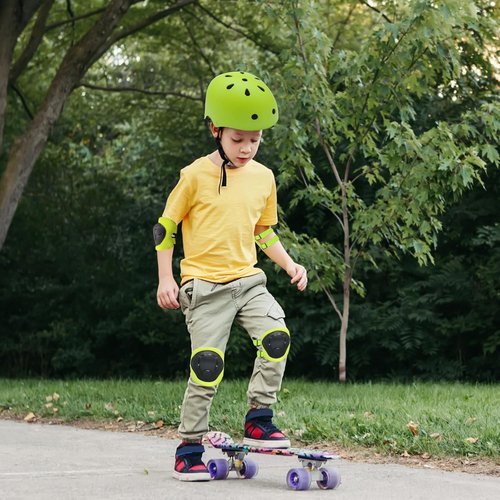 FOOKCIAN Kids Helmet - Adjustable Toddler Skateboard Helmet with Knee & Elbow Pads | Ages 2-14, Multi-Color