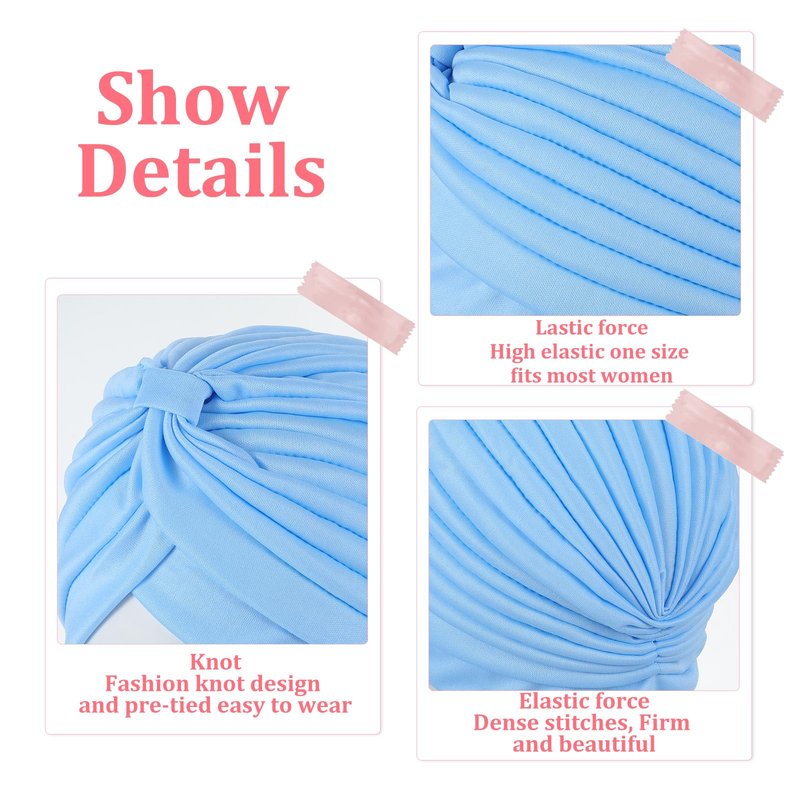 20 Pieces Stretch Turbans Chemo Head Wraps Polyester Head Beanie Cover para Mujer Turbantes for Women Multicolor