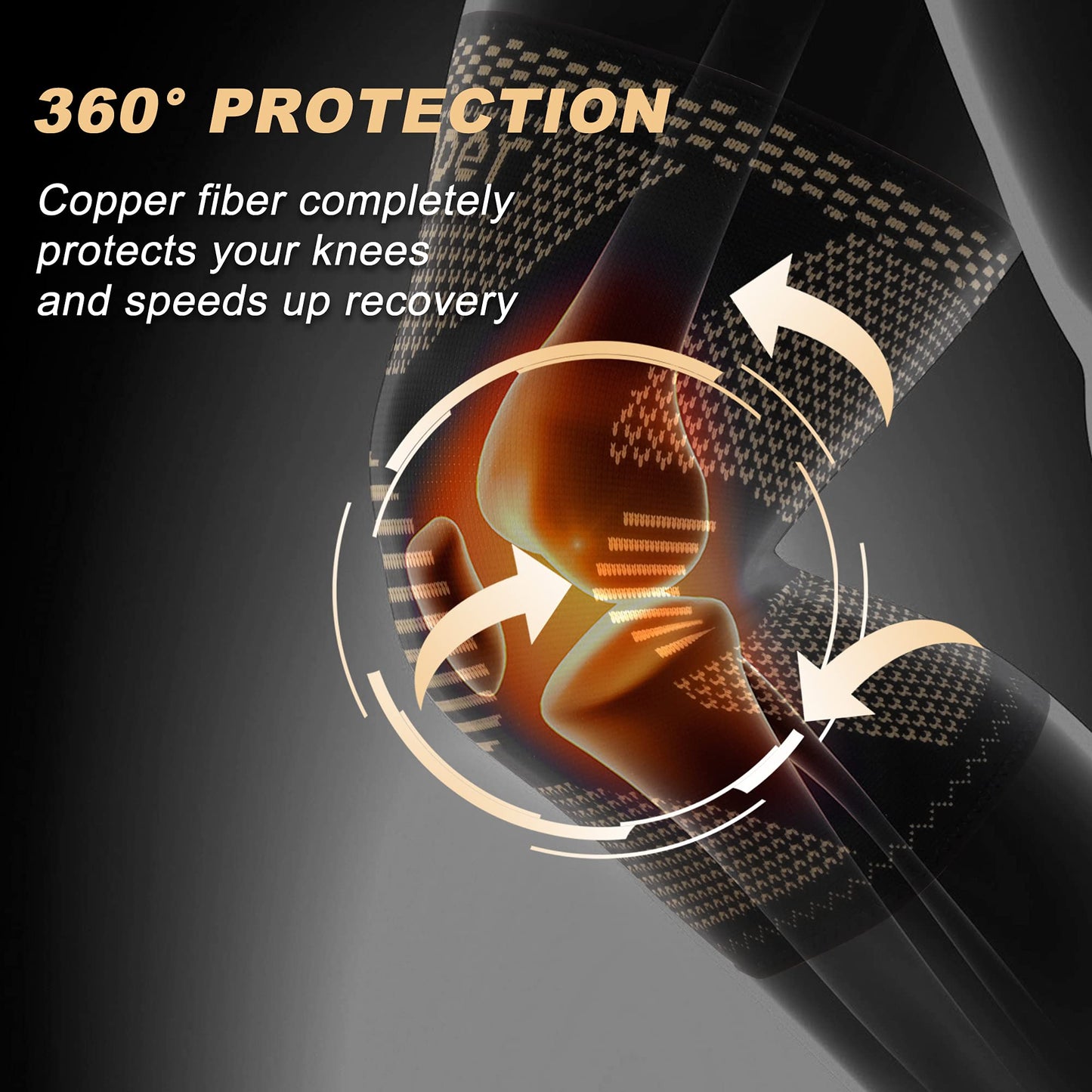 JHVW Copper Knee Brace for Women Men, 2 Pack Knee Braces for Knee Pain, Knee Support Compression Sleeve for Meniscus Tear, ACL & Arthritis Pain Relief