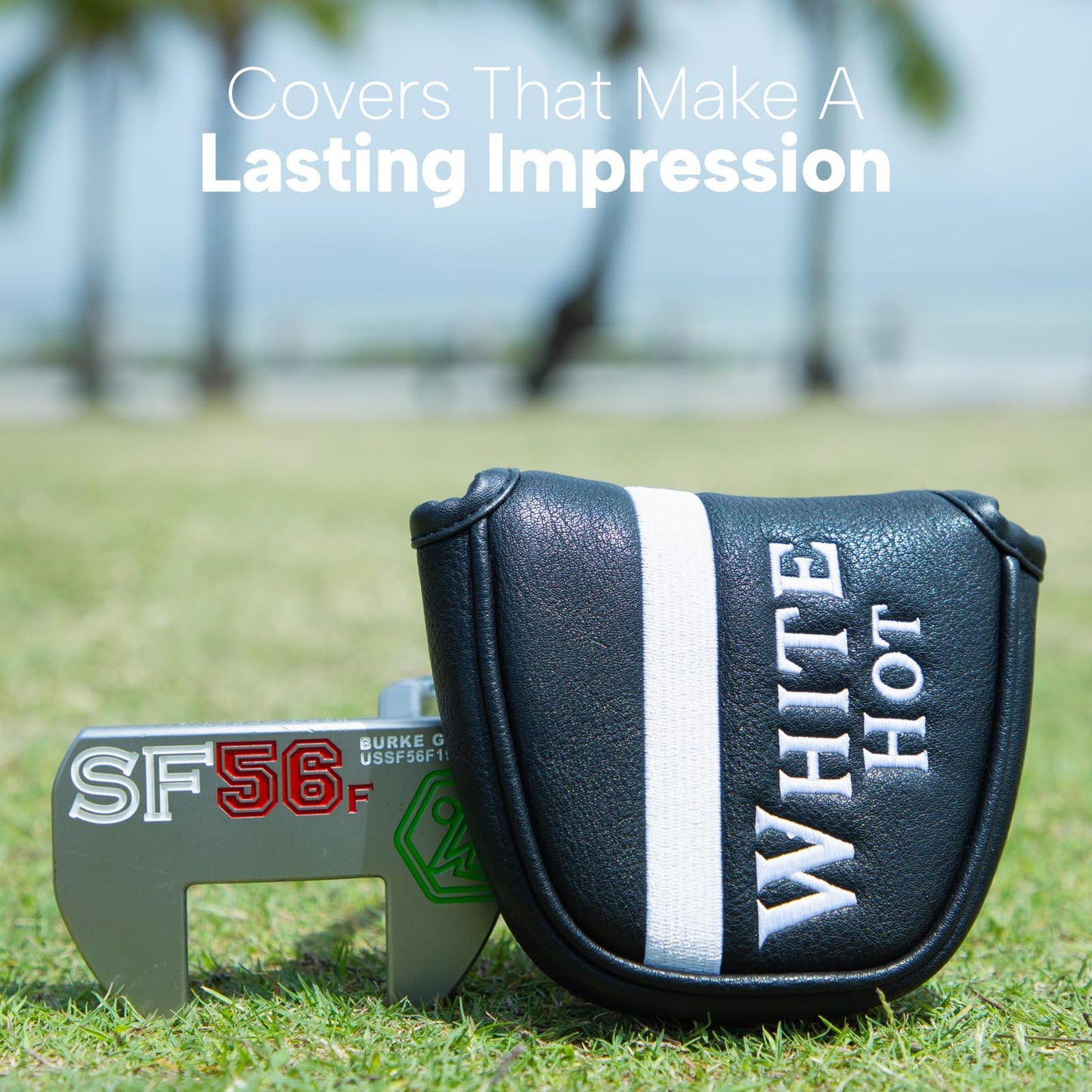 Golf Putter Covers Mallet Putter Cover White HOT Putter Headcover with Magnetic Closure Golf Club Covers for Most Brand Putter