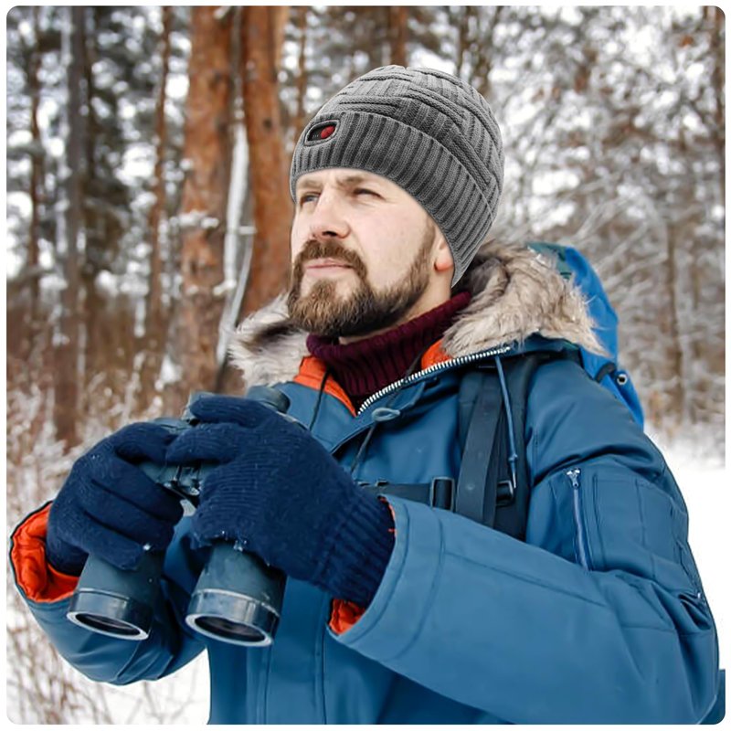 SVPRO Men Women Rechargeable Electric Heated Hat Winter Warm Hat Battery Heating Beanies with 3 Temperature Settings,Heated Beanie Skull Cap Hat Work Up to 3-7H Grey