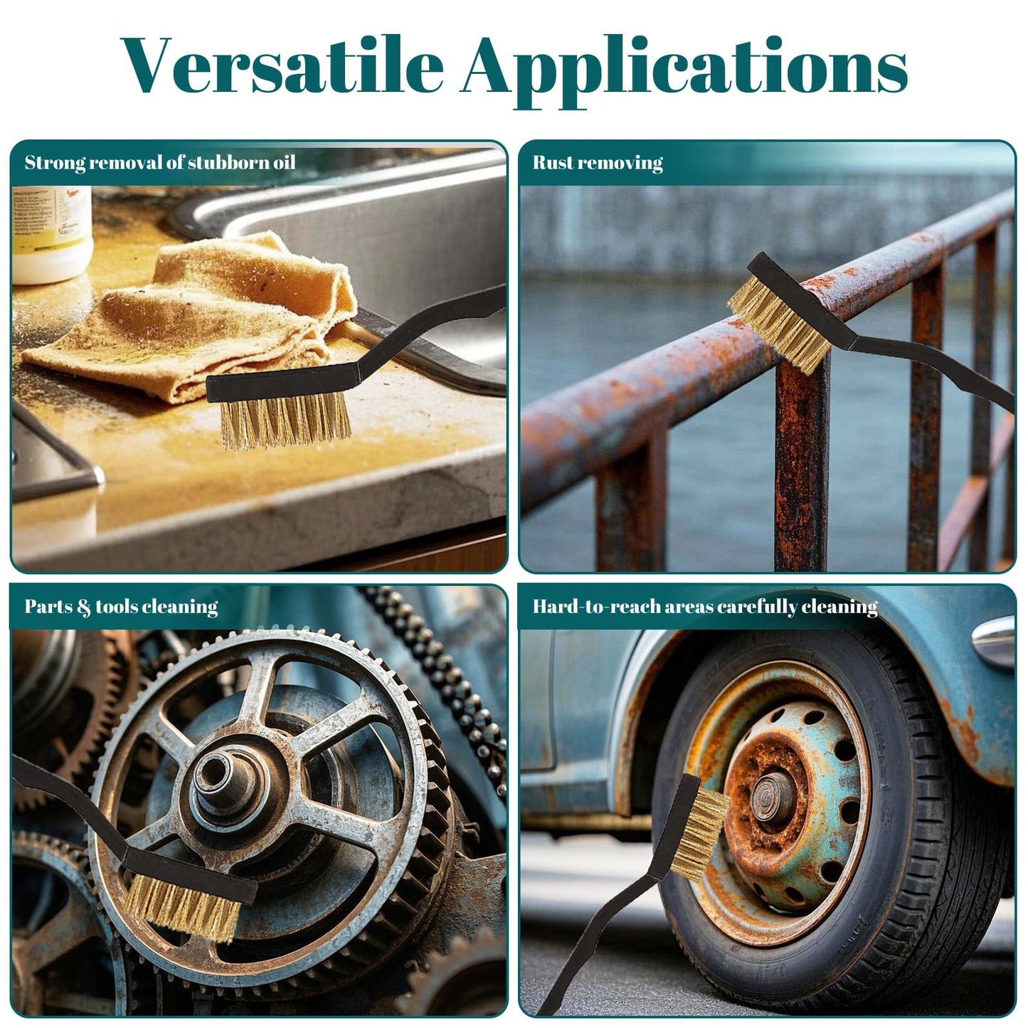 Jikvmis 20 Pcs Mini Wire Brush Brass Brush Set, Curved Handle Masonry Brush Wire Brush for Cleaning Welding Slag and Rust