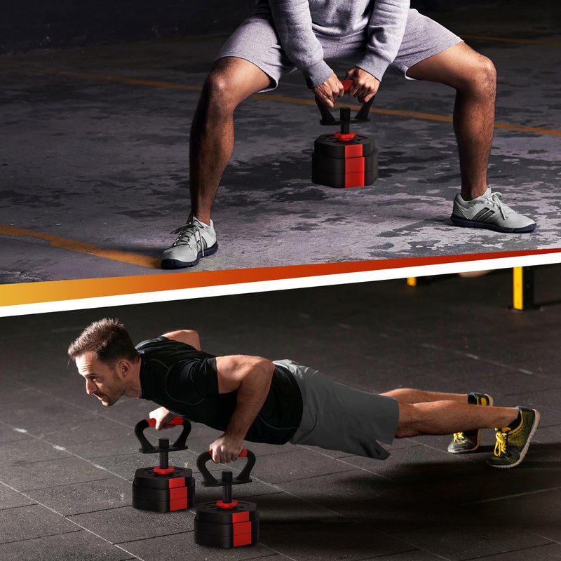 VIVITORY Dumbbell Sets Adjustable Weights, Free Weights with Connector, Non-Rolling Adjustable Dumbbell Set, Barbell for Home Gym, Hexagon, Cement Mixture